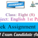 Class 8 English Assignment Answer